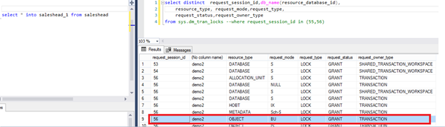 Lock modes:Bulk update locks (BU) MM Gehlot