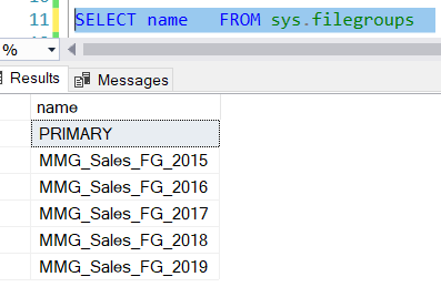 Verify created file groups