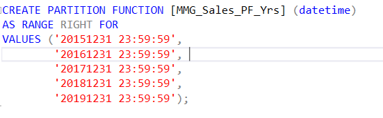 Create partition function